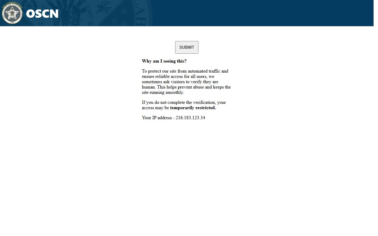 Custer County court dockets OSCN docket search form