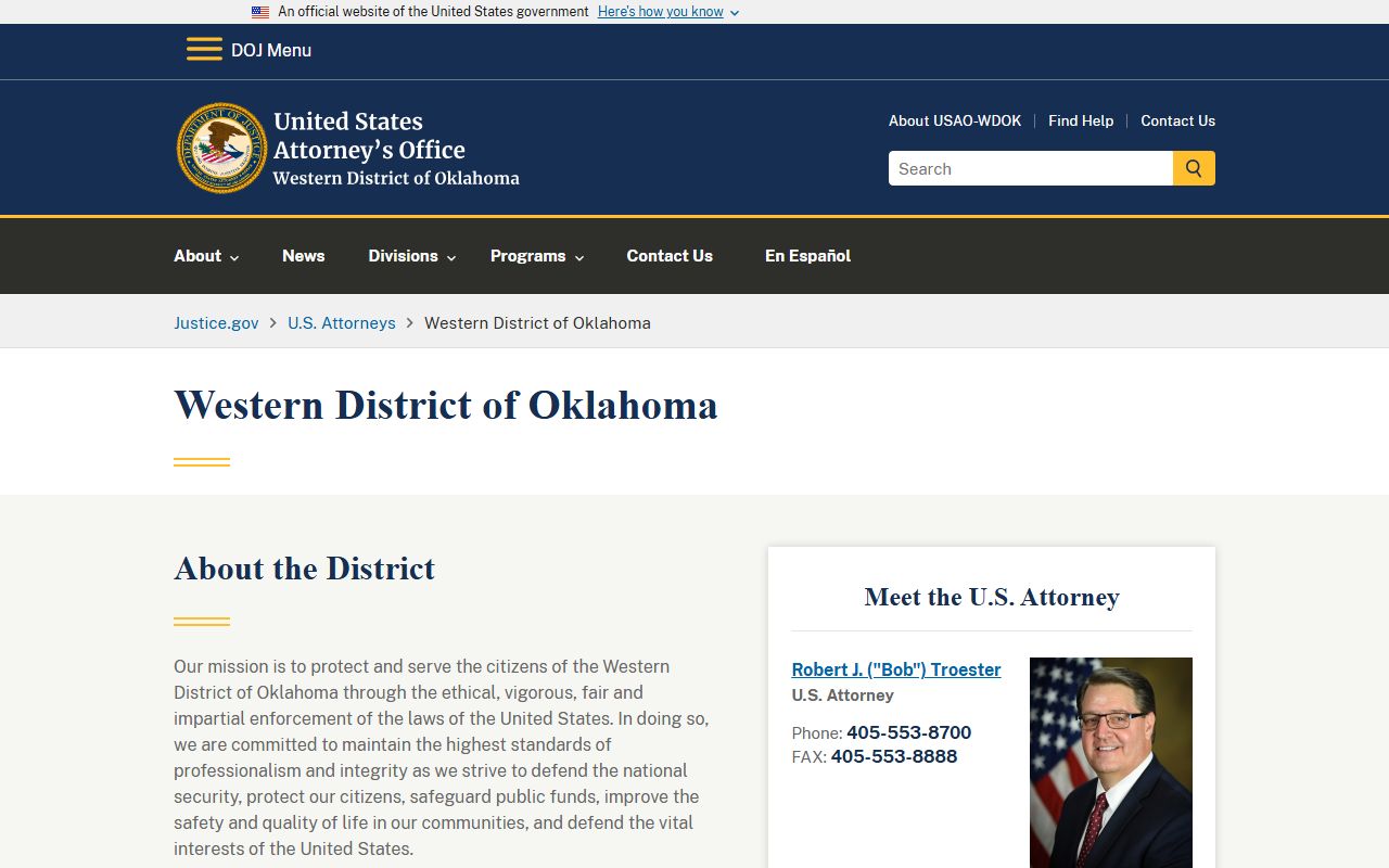 Custer County criminal court records and the U.S. Attorney Western District of Oklahoma