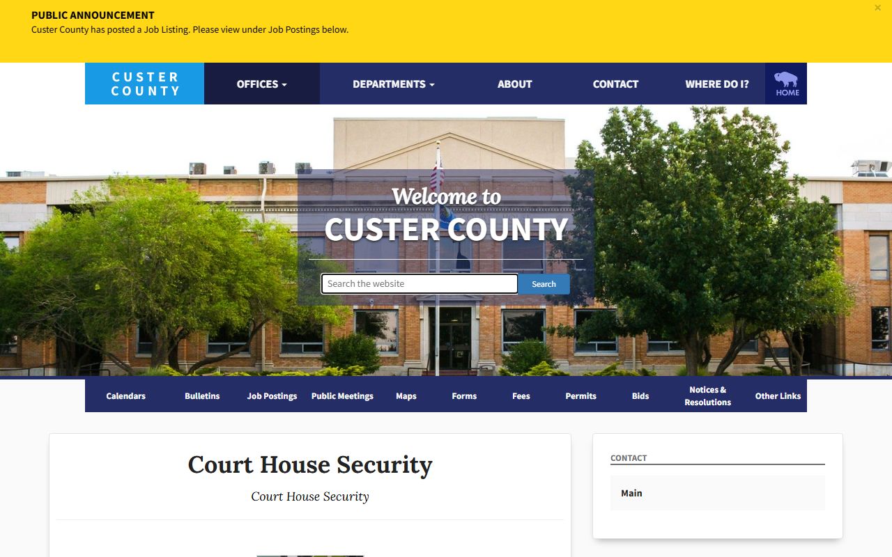 Custer County courthouse security screening for court records visitors