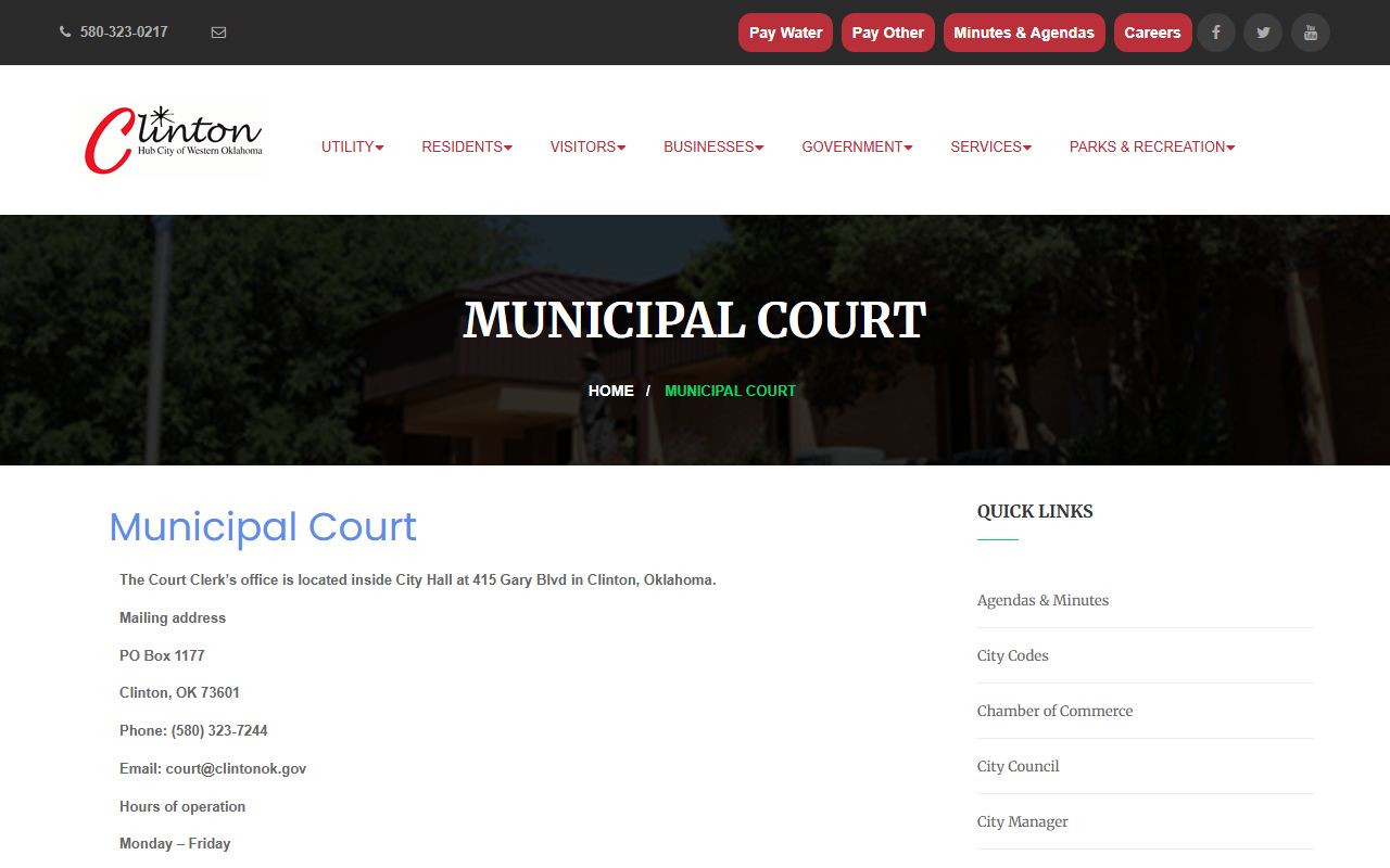 Custer County traffic court records and the Clinton Municipal Court